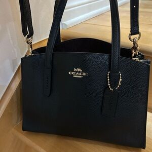 Coach Black Leather Shoulder- Avenue Carryall